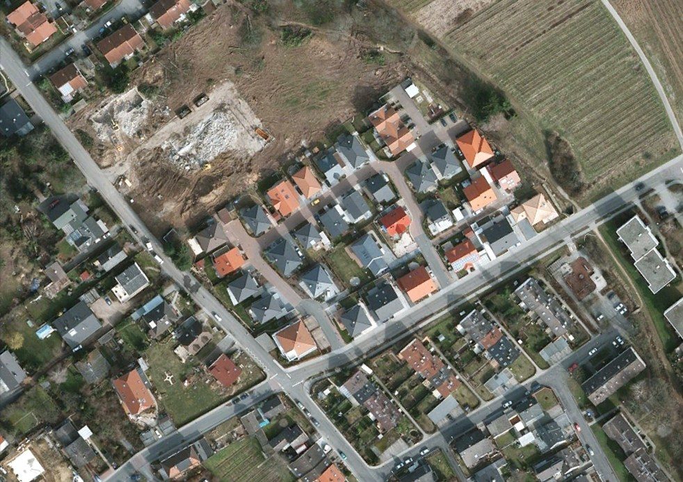 GAGFAH Luftbild fertige Häuser und Baustelle