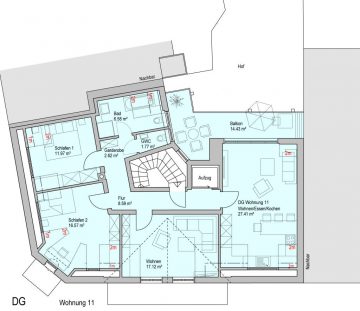 Domizil Sömmeringplatz Penthouse mit Aufzug und Denkmalabschreibung - Grundrissvariante 2
