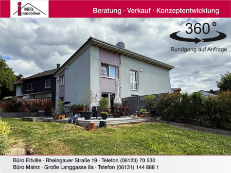 Großzügiges Architektenhaus mit Einliegerwohnung in schöner Ortsmittelage mit tollem Garten und teilweise mit schönem Weitblick, 55268 Nieder-Olm, Einfamilienhaus