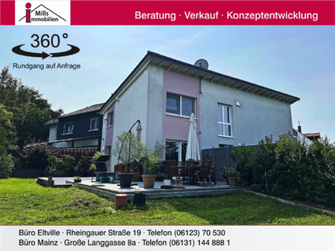Großzügiges Architektenhaus mit Einliegerwohnung in schöner Ortsmittelage mit tollem Garten und teilweise mit schönem Weitblick, 55268 Nieder-Olm, Einfamilienhaus