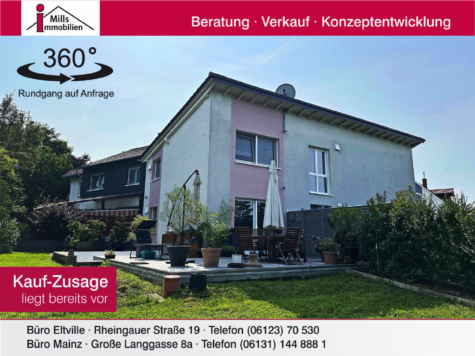 Großzügiges Architektenhaus mit Einliegerwohnung in schöner Ortsmittelage mit tollem Garten und teilweise mit schönem Weitblick, 55268 Nieder-Olm, Einfamilienhaus
