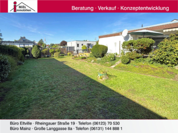 Großer massiv gebauter Flachdach-Bungalow mit Terrasse und schönem Garten, 55218 Ingelheim am Rhein, Einfamilienhaus