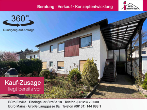Freistehender Bungalow mit Einliegerwohnung auf traumhaften, weiter bebaubaren Grundstück in guter Lage, 65347 Eltville am Rhein, Einfamilienhaus