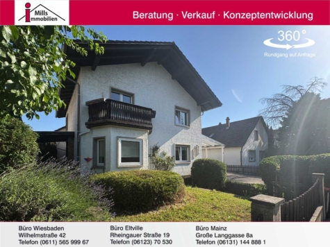 Großzügige Doppelhaushälfte mit hübschem Garten, Terrasse und Balkon in schöner Lage, 55129 Mainz, Einfamilienhaus
