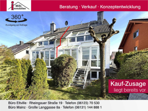 Große Doppelhaushälfte mit Garten und traumhaftem Blick ins Grüne in unverbaubarer Feldrandlage, 65388 Schlangenbad, Einfamilienhaus