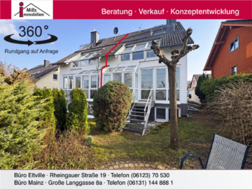 Große Doppelhaushälfte mit Garten und traumhaftem Blick ins Grüne in unverbaubarer Feldrandlage, 65388 Schlangenbad, Einfamilienhaus