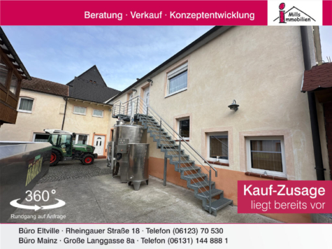 Schönes kleines Weingut in Oestrich-Winkel: Wohnhaus mit Probierstube, Einliegerwohnung und idyllischem Hof, 65375 Oestrich-Winkel, Einfamilienhaus