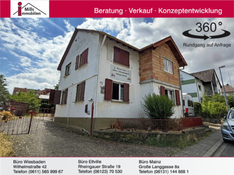 Essenheim: Freistehendes, großes 1-2 Familienhaus mit weiter bebaubarem Grundstück, 55270 Essenheim, Einfamilienhaus