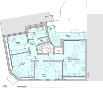 Domizil Sömmeringplatz Penthouse mit Aufzug und Denkmalabschreibung - Grundrissvariante 2