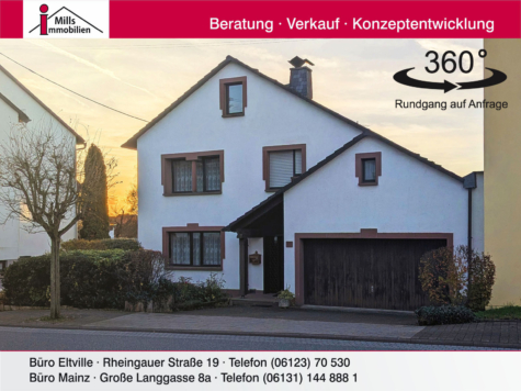 Großes freistehendes Einfamilienhaus mit Fernblick + traumhaftem weiter bebaubarem Grundstück, 65385 Rüdesheim am Rhein, Einfamilienhaus