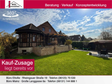 Einfamilienhaus mit Urlaubsfeeling: Großzügig – top-Zustand – traumhafter Garten und Terrasse in familienfreundlicher Lage, 67583 Guntersblum, Einfamilienhaus