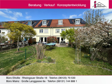 Modernes Niedrigenergiehaus mit Terrasse und schönem eingewachsenem Garten in guter Lage, 65366 Geisenheim, Reihenhaus
