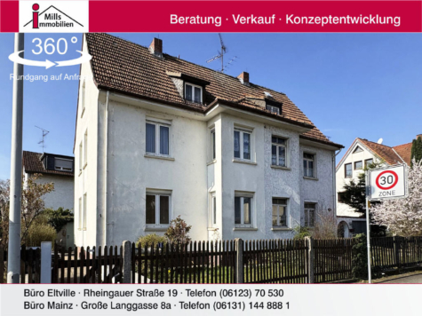 Investieren in zentraler Lage von Mainz-Kastel: Freistehendes 6 Familienhaus mit Süd-West-Garten, 55252 Wiesbaden (Mainz-Kastel), Mehrfamilienhaus