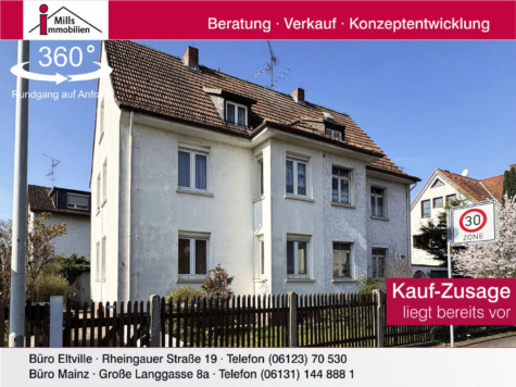 Investieren in zentraler Lage von Mainz-Kastel: Freistehendes 6 Familienhaus mit Süd-West-Garten, 55252 Wiesbaden, Mehrfamilienhaus