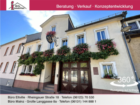 *Einer der schönsten und ältesten Weinstuben im Rheingau* Wohnhaus mit Gastro, idyllischem Hof und Hinterhaus mit großem Garten, 65346 Eltville am Rhein, Einfamilienhaus