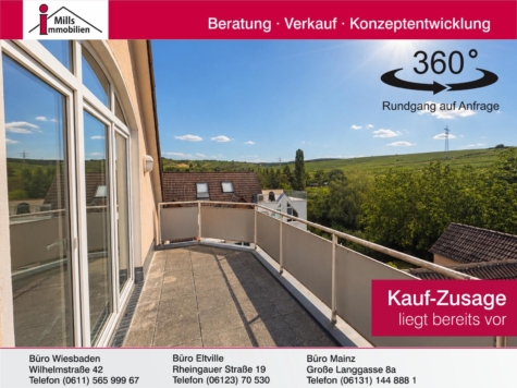 Top 2 ZKB-Eigentumswohnung mit sonnigem Balkon und Weinbergsblick in zentraler, dennoch ruhiger Lage, 65343 Eltville am Rhein, Etagenwohnung