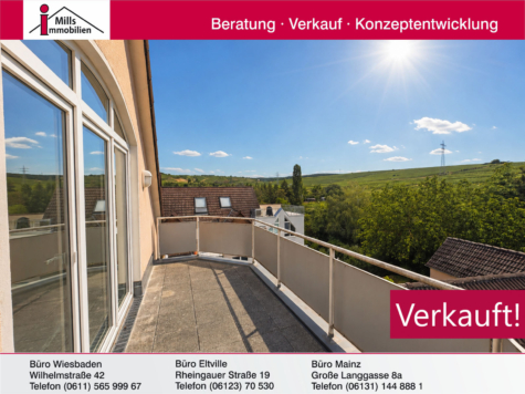 Top 2 ZKB-Eigentumswohnung mit sonnigem Balkon und Weinbergsblick in zentraler, dennoch ruhiger Lage, 65343 Eltville am Rhein, Etagenwohnung