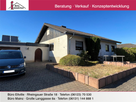 Gensingen: Freistehender massiv gebauter Bungalow mit großem Grundstück in schöner Wohnlage, 55457 Gensingen, Einfamilienhaus