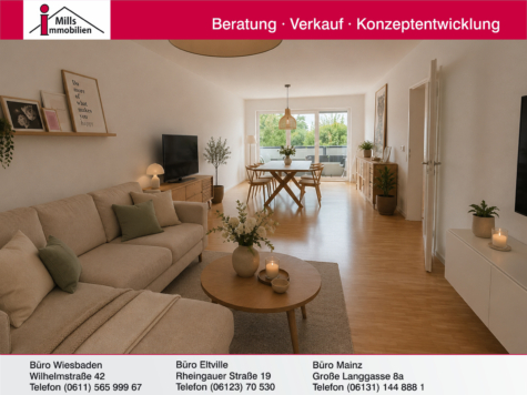 Wiesbaden: Mit sehr geringem Aufwand: Gepflegte 4 Zimmer-Wohnung mit Süd-West-Balkon und Stellplatz, 65189 Wiesbaden / Wiesbaden Südost, Etagenwohnung