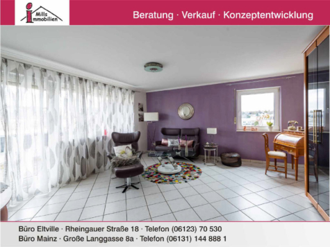 Schicke, helle Dachgeschoss-Wohnung mit großer Loggia in Bodenheim, 55294 Bodenheim, Dachgeschosswohnung