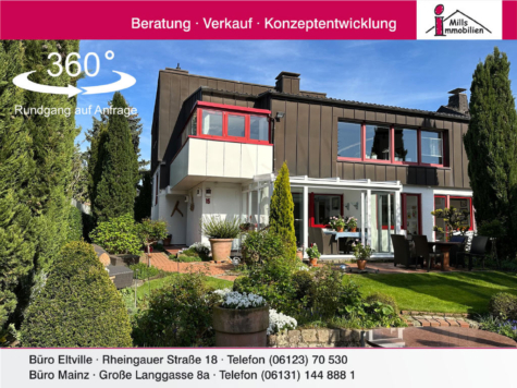 Schickes großzügiges Architektenhaus mit Terrasse, Wintergarten und schönem Garten, 65345 Eltville am Rhein, Einfamilienhaus