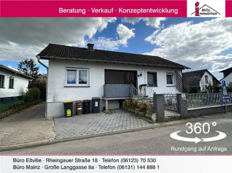 Grolsheim: Massiv gebauter Bungalow auf großem, sonnigem Grundstück in ansprechender Wohnlage, 55459 Grolsheim, Einfamilienhaus