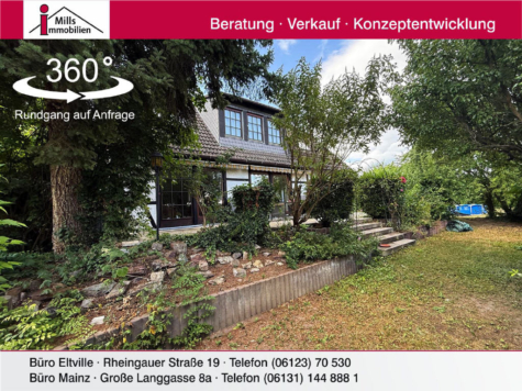 Freistehendes Architektenhaus (massiv gebaut) mit Rheinblick und großem Garten, 65375 Oestrich-Winkel, Einfamilienhaus