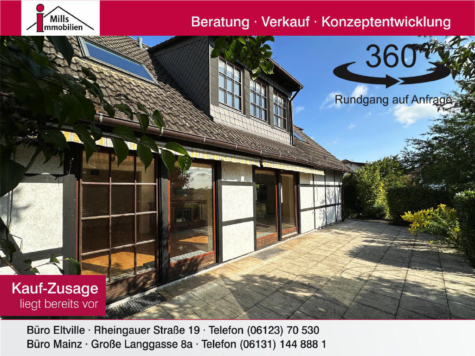 Freistehendes Architektenhaus (massiv gebaut) mit Rheinblick und großem Garten, 65375 Oestrich-Winkel, Einfamilienhaus