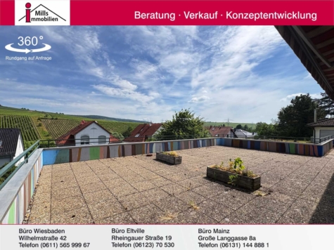 Penthouse-Wohnung mit Garten, Terrasse und Panoramablick in top Feldrandlange von Eltville, 65343 Eltville am Rhein, Etagenwohnung